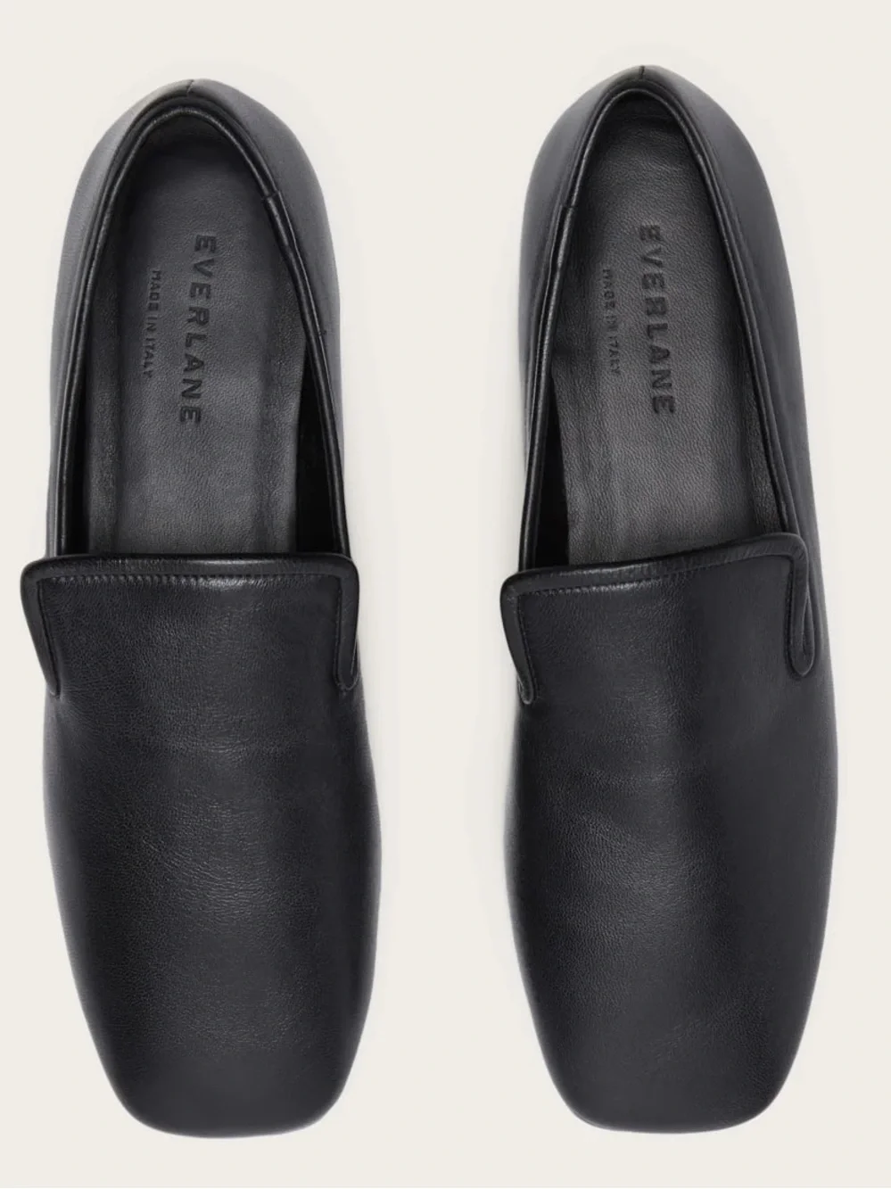Everlane The Day Loafer Black Nappa Leather Smoking Flats Size 8 NWOB